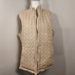 XL Sanctuary Beige Cable Knit Vest, Reversible